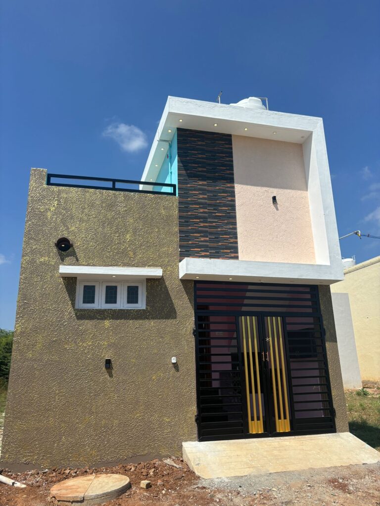 Front view of new 2BHK independent house for sale in Othakadai, Madurai - Clicked Feb 2025