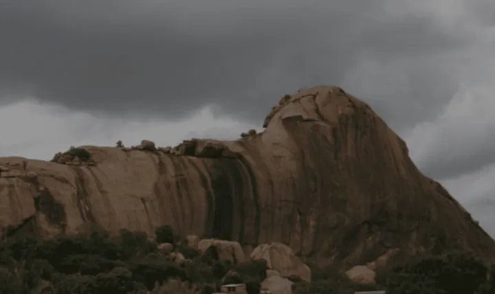 Yanaimalai elephant-shaped granite hill viewed from Othakadai, Madurai